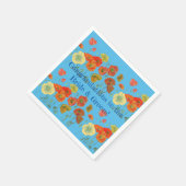Serviettes en papier Orange Poppy pour mariés Bleu (Coin)