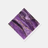 Serviettes en papier pailleté or violet avec nom p (Coin)