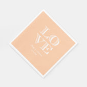 Serviettes en papier pêche, LOVE blanc (Coin)