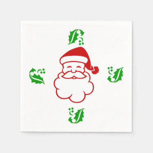 Serviettes en papier - Père Noël et Holly