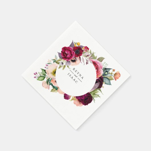 Serviettes en papier personnalisées Bohemian Bloom (Coin)