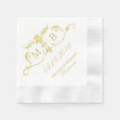 Serviettes en papier personnalisées en or monogram (Devant)