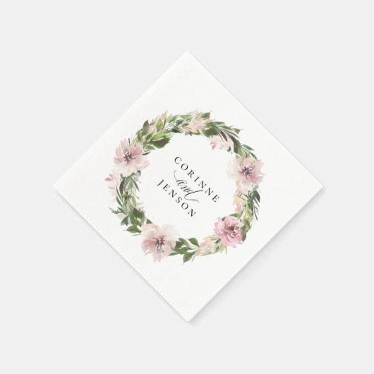 Serviettes en papier personnalisées Mauve Botaniqu (Coin)