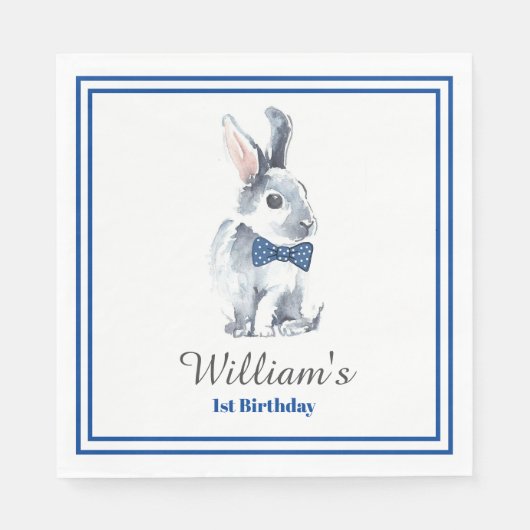 Serviettes en papier - Petit lapin gris (Devant)