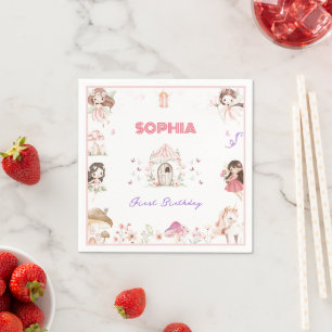 Serviettes en papier pour 1er anniversaire de Fée 