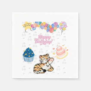 Serviettes en papier pour anniversaire avec un jol