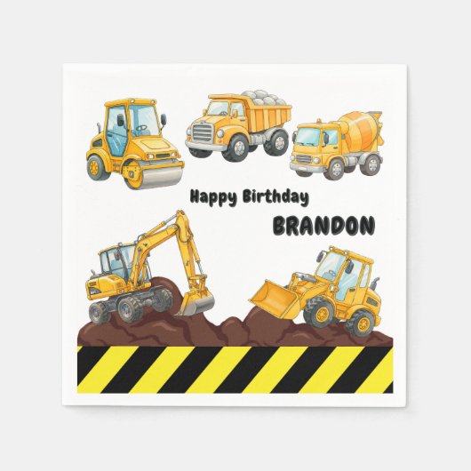 Serviettes en papier pour anniversaire de construc (Devant)
