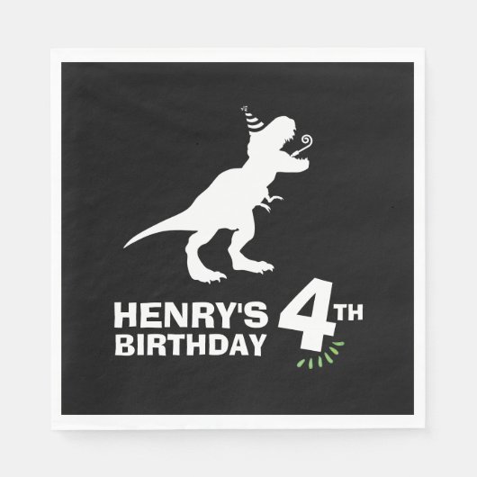Serviettes en papier pour anniversaire de dinosaur (Devant)