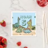 Serviettes en papier pour anniversaire de dinosaur (En situation)