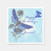 Serviettes en papier pour anniversaire Papillon Bl (Devant)