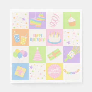 Serviettes en papier pour anniversaire pastel pour