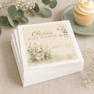 Serviettes en papier pour baby shower Bunny Woodla