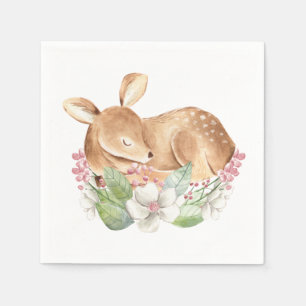Serviettes en papier pour baby shower fille bois e