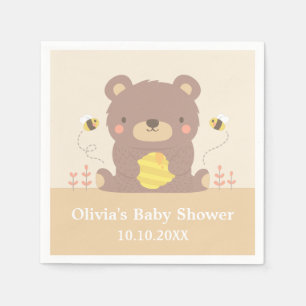 Serviettes en papier pour baby shower Ourson Brun