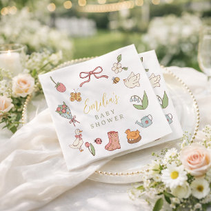Serviettes en papier pour baby shower sur le thème