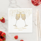 Serviettes en papier pour champagne de mariage (En situation)