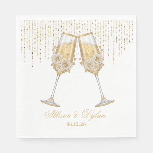Serviettes en papier pour champagne de mariage (Devant)