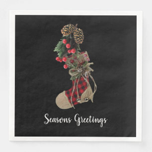 Serviettes en papier pour chaussette de Noël rusti
