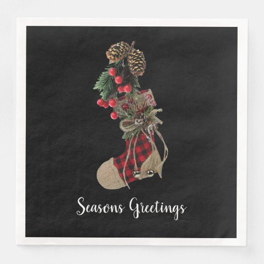 Serviettes en papier pour chaussette de Noël rusti (Devant)