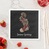 Serviettes en papier pour chaussette de Noël rusti (En situation)