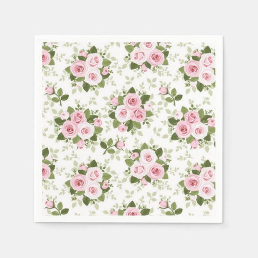 Serviettes en papier pour cocktails - Roses roses (Devant)