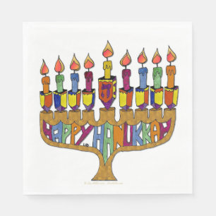 Serviettes en papier pour dreidel de Hanoukka Meno