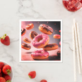 Serviettes en papier pour fête avec donuts (En situation)