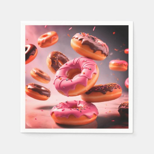 Serviettes en papier pour fête avec donuts (Devant)