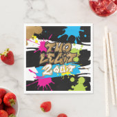 Serviettes en papier pour fête d'anniversaire Neon (En situation)