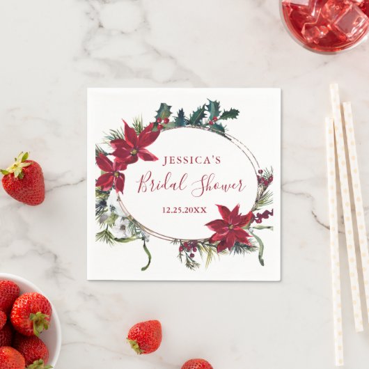 Serviettes en papier pour fête prénuptiale de Noël (En situation)