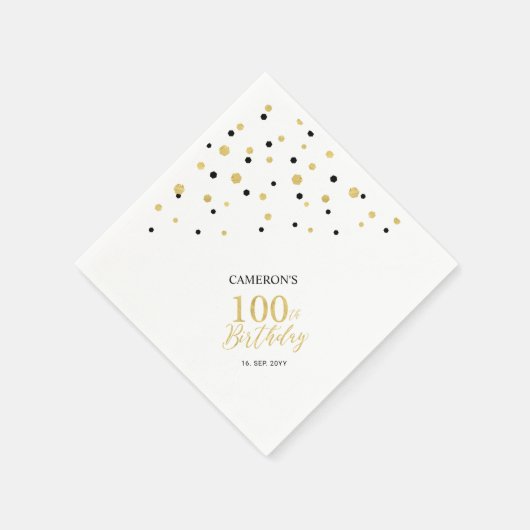 Serviettes en papier pour les 100 ans thème Or Mod (Coin)