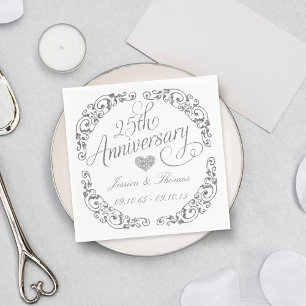 Serviettes en papier pour les 25 ans de mariage Ar