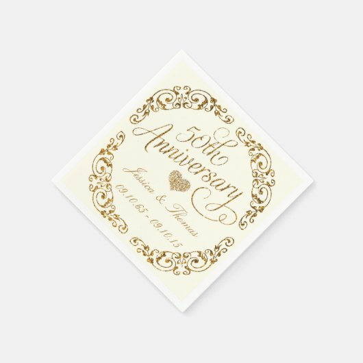 Serviettes en papier pour les 50 ans de mariage (Coin)