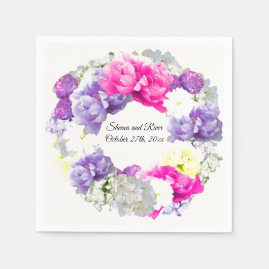 Serviettes en papier pour mariage à fleurs mixtes (Devant)