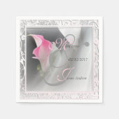 Serviettes en papier pour mariage au lys calla ros (Devant)