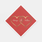 Serviettes en papier pour mariage coeurs rouges et (Coin)