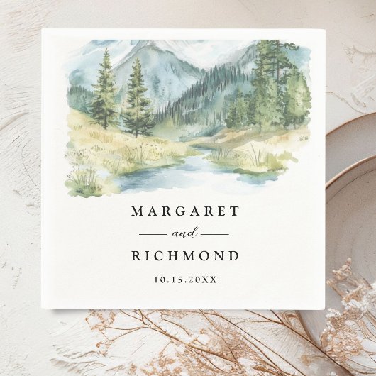 Serviettes en papier pour mariage rustique avec pi