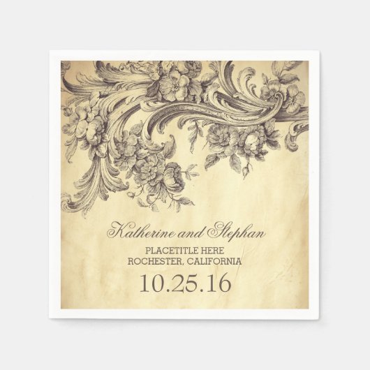 serviettes en papier pour mariage vintage (Devant)