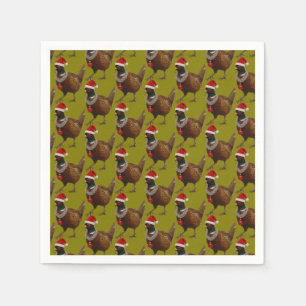 Serviettes en papier pour Noël à motif de faisan