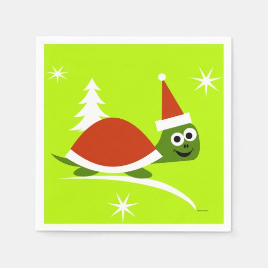 Serviettes en papier pour Noël Santa Turtle (Devant)