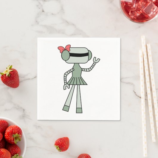 Serviettes en papier pour robot fille (En situation)