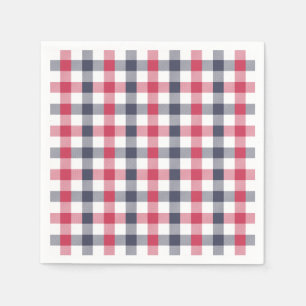 Serviettes en papier préppé rouge, blanc et bleu