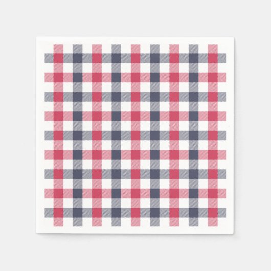Serviettes en papier préppé rouge, blanc et bleu (Devant)