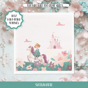 Serviettes en papier Princesse chevauchant une lic