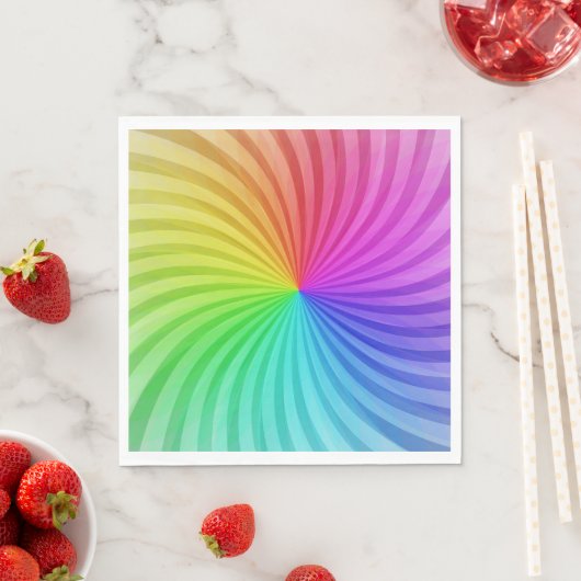Serviettes en papier Rainbow party. (En situation)