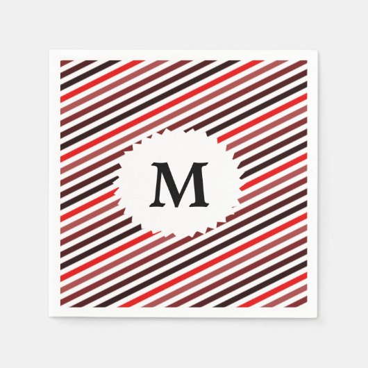 Serviettes en papier rayé monogramme (Devant)