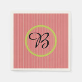 Serviettes en papier rayé orange monogramme modern (Devant)