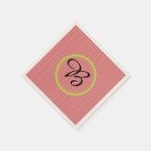 Serviettes en papier rayé orange monogramme modern (Coin)