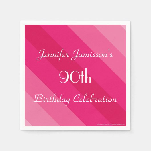 Serviettes en papier rayé rose, fête de 90e annive (Devant)