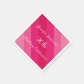 Serviettes en papier rayé rose, fête de 90e annive (Coin)